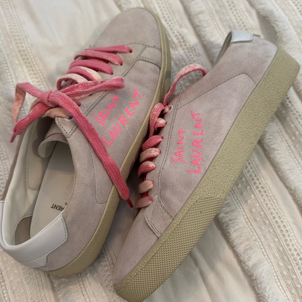 Saint Laurent Sneakers. Like new. Worn twice. Size 8.5 taupe/pink